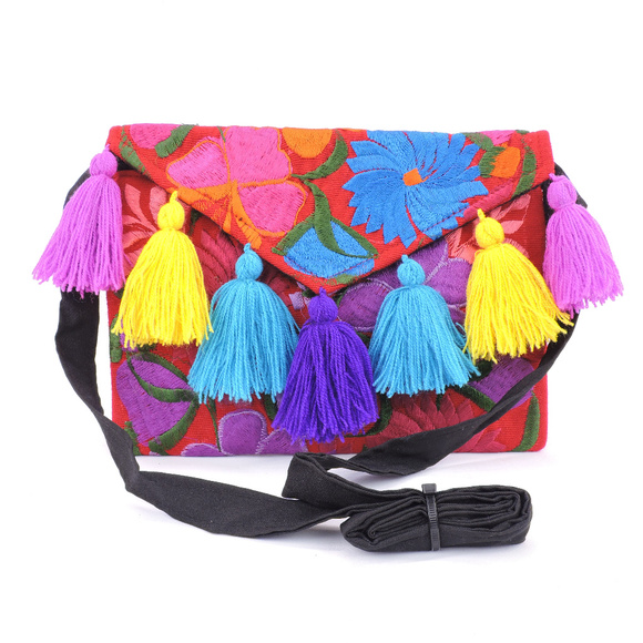 Handmade Boho Crossbody Purse Tassel Embroidered - Picture 3 of 3